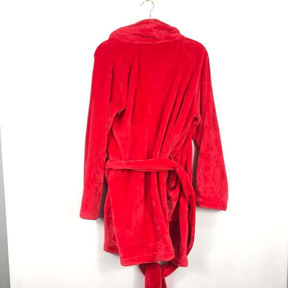 VICTORIA SECRET PINK red fuzzy bath robe - Picture 5 of 6